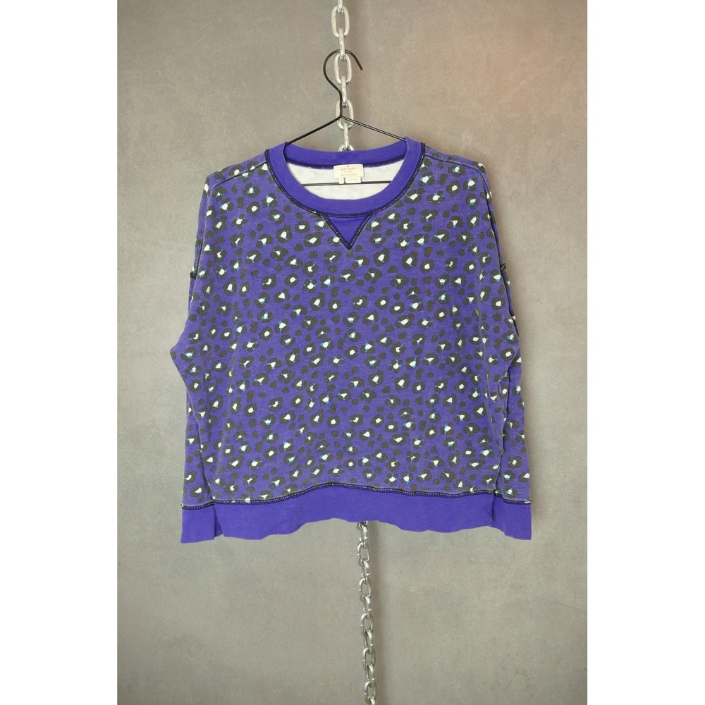 Kate Spade New York Live Colorfully Purple Leopard Print Sweatshirt‎ Small S